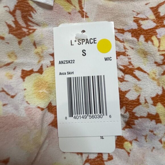 L*Space Anza Floral Tie Wrap Closure Maxi Skirt Yellow Brown Women's S NWT - Picture 5 of 5